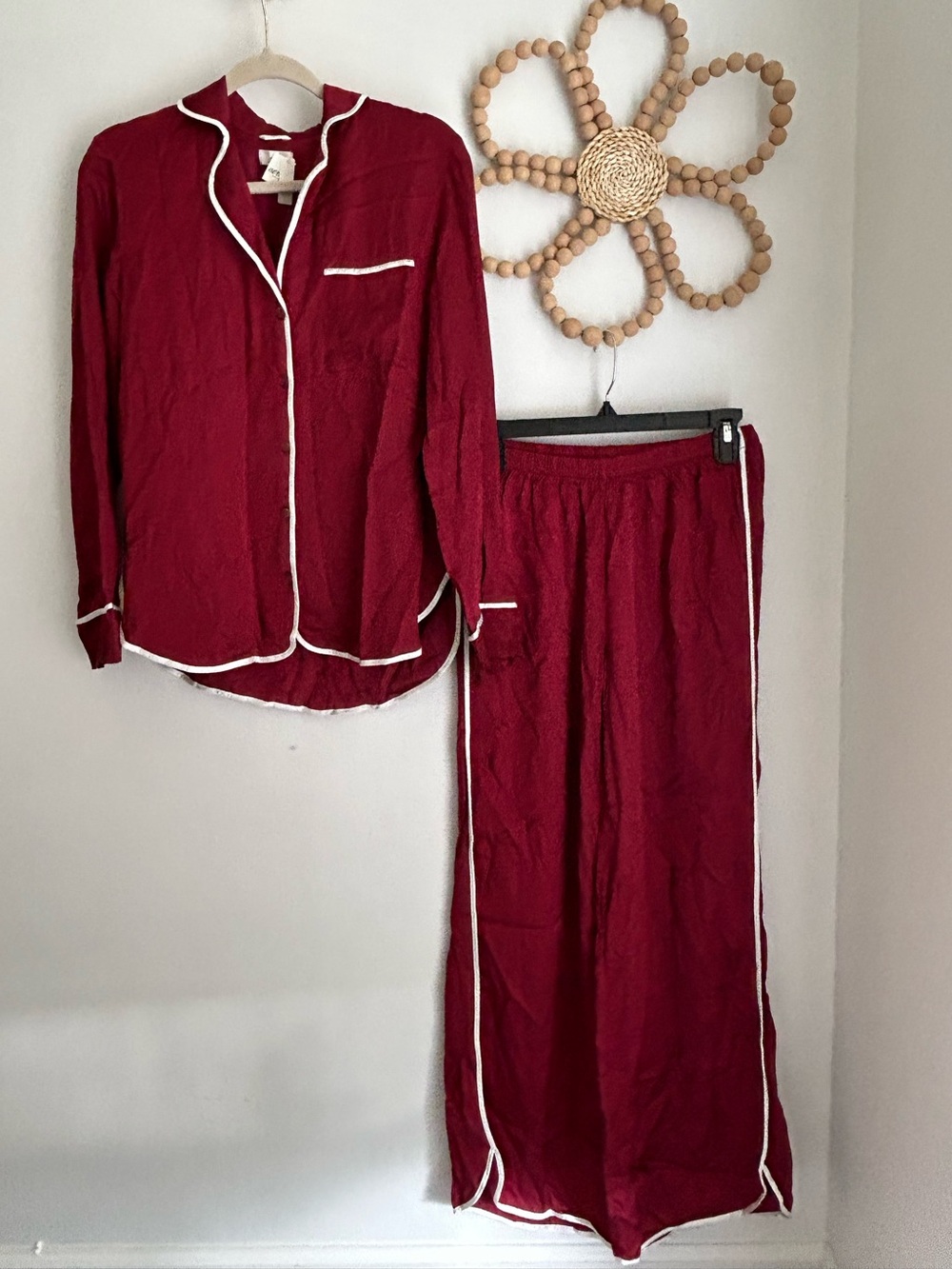 ***NWT Aerie Off-Duty Satin Piping Sleep Set in Size XS